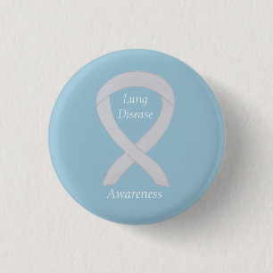 Lung Disease Awareness Pearl Ribbon Art Button