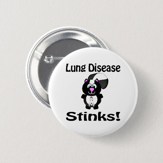 Lung Disease stinks Skunk Awareness Design Button (Vorne & Hinten)