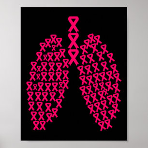 Lung Pink Ribbon Herz Kampf Krebs Brustkrebs Poster