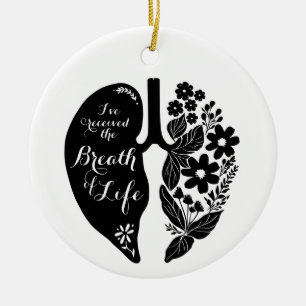 Lung Transplant Wildblume Atem des Lebens schwarz Keramik Ornament