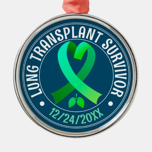 Lung Transplantat Survivor Green Ribbon Custom Ornament Aus Metall (Vorne)