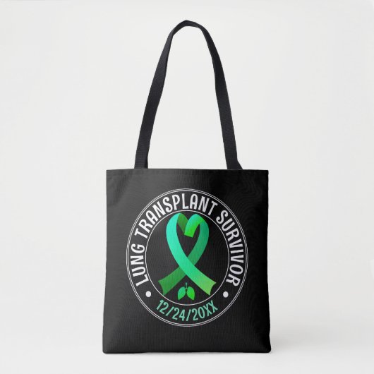Lung Transplantat Survivor Green Ribbon Custom Tasche (Vorderseite)