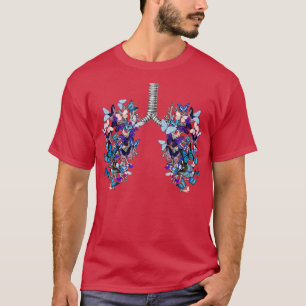 Lunge blaue Schmetterlinge Anatomie Aquarell T-Shirt