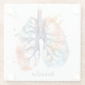 Lungen, Atmen wie ein Baum in Aquarell Glasuntersetzer (Rückseite)