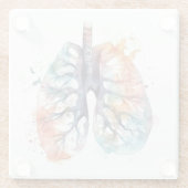 Lungen, Atmen wie ein Baum in Aquarell Glasuntersetzer (Rückseite)