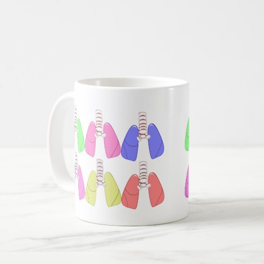 Lungen mehrfarbig--Atmungstherapeut-Entwurf Kaffeetasse (Vorderseite Links)