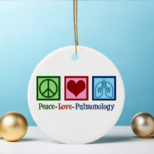Lungenarzt Peace Love Pneumologie Weihnachten Keramik Ornament