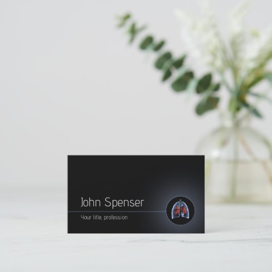 Lungenärztin Einfache Black Business Card Visitenkarte (Stehend Vorderseite)