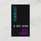 Lungenentzündung Arzt, einfach schwarz Visitenkarte (Rückseite)