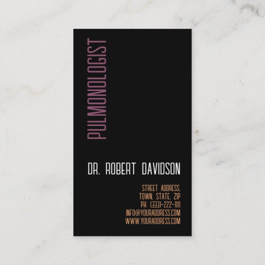 Lungenentzündung Arzt, einfach schwarz Visitenkarte (Rückseite)