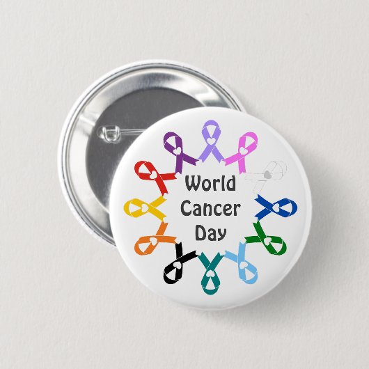 Lungenkolon-Leber-Prostata am Weltkrebstag Button (Vorne & Hinten)
