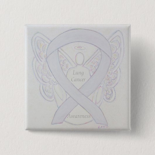 Lungenkrebs-Bewusstsein Angel Ribbon Art Button (Vorderseite)