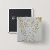 Lungenkrebs-Bewusstsein Angel Ribbon Art Button (Vorne & Hinten)