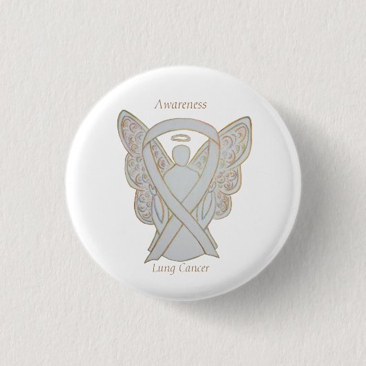 Lungenkrebs-Bewusstsein Angel Ribbon Art Button (Vorderseite)