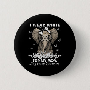 Lungenkrebs-Bewusstsein Elephant White Ribbon für  Button