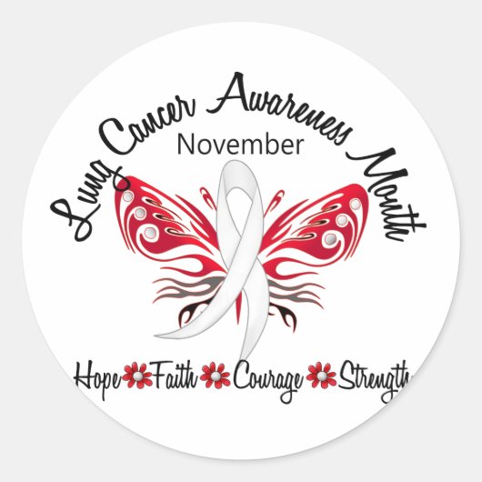 Lungenkrebs-Bewusstsein Monat Schmetterling 3.2 Runder Aufkleber (Vorderseite)