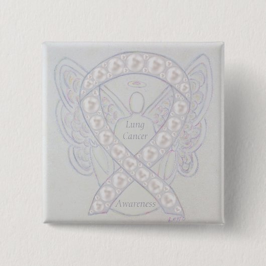 Lungenkrebs-Bewusstsein Ribbon Angel Art Buttone Button (Vorderseite)