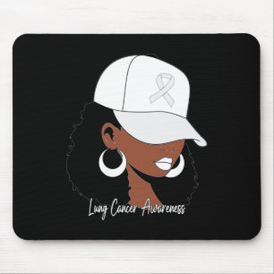 Lungenkrebs Bewusstsein Schwarze Frau Weiße Ribbon Mousepad