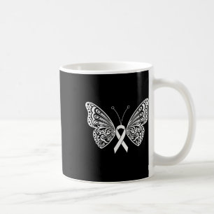 Lungenkrebs-Bewusstsein Weißer Multiband-Schmetter Kaffeetasse