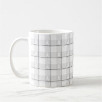 Lungenkrebs-Bewusstseins-Karo-Tasse, weißes Band