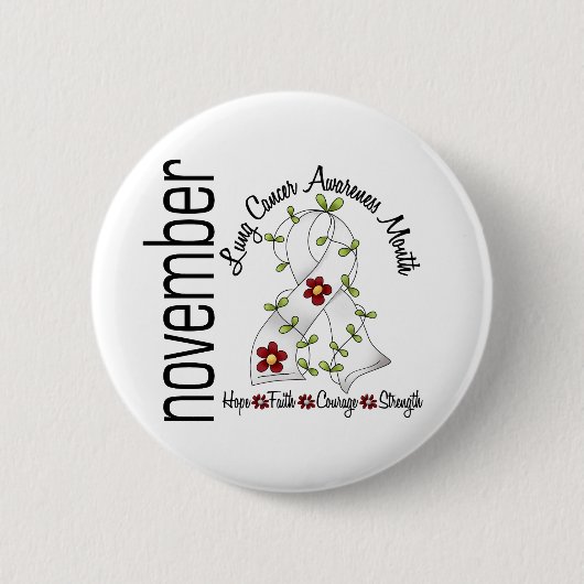 Lungenkrebs-Bewusstseins-Monats-Blumen-Band 1 Button (Vorderseite)