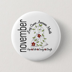 Lungenkrebs-Bewusstseins-Monats-Blumen-Band 1 Button