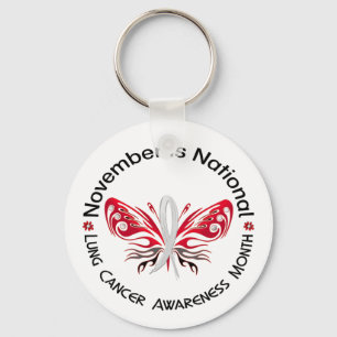 Lungenkrebs-Bewusstseins-Monats-Schmetterling 3,3 Schlüsselanhänger