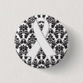 Lungenkrebs Damask Pearl Ribbon Button (Vorderseite)