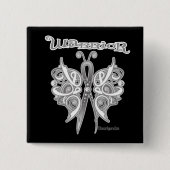 Lungenkrebs Krieger keltischer Schmetterling Button (Vorderseite)