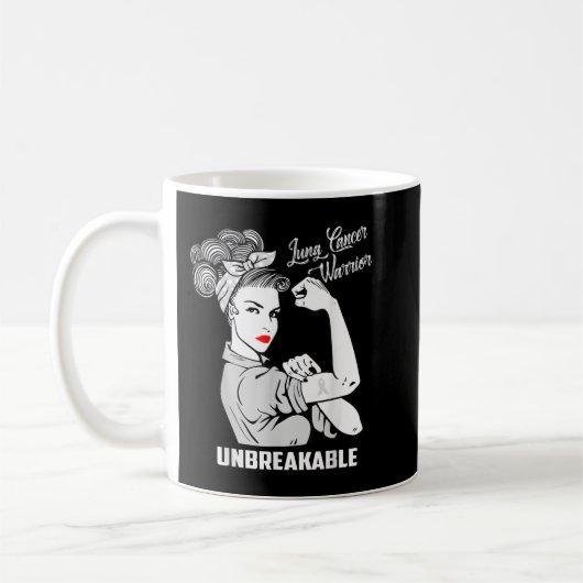 Lungenkrebs-Krieger unzerbrechlich T-Shirt-Bewusst Kaffeetasse (Links)
