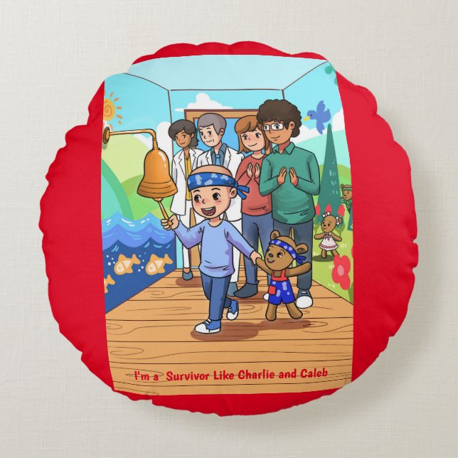 Lungenkrebs Roter Throw Kissen Runder Chemo Kissen (Vorderseite)