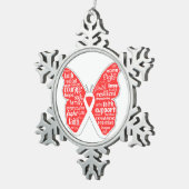Lungenkrebs-Schmetterlings-Collage von Wörtern Schneeflocken Zinn-Ornament (Rechts)