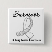 Lungenkrebs-Survivor Gemstone Ribbon Button (Vorderseite)