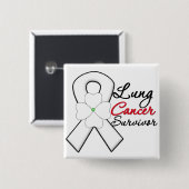 Lungenkrebs Überlebende Blume Button (Vorne & Hinten)