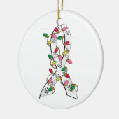 Lungenkrebs-Weihnachtslicht-Band Keramik Ornament (Links)
