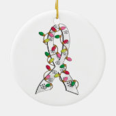 Lungenkrebs-Weihnachtslicht-Band Keramik Ornament (Hinten)