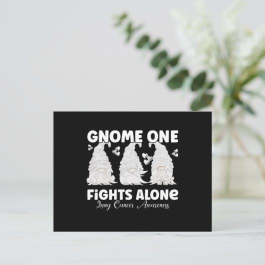 Lungenkrebs White Ribbon Gnome Postkarte (Stehend Vorderseite)