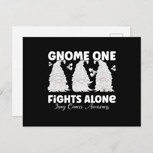Lungenkrebs White Ribbon Gnome Postkarte (Vorne/Hinten)