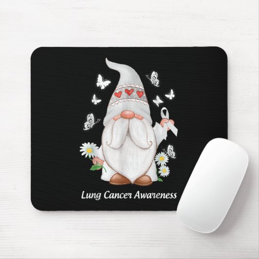 Lungenkrebsbewusstsein mit weißem Ribbon-Geschenk Mousepad (Mit Mouse)