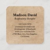 Lungentherapeut Minimaler Lunge Quadratische Visitenkarte (Rückseite)