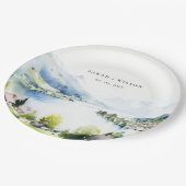 Lungern Schweiz Aquarell-Landschaft Hochzeit Pappteller (Schrägansicht)