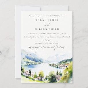 Lungern Schweiz Aquarell-Landschaft Verlobung Einladung