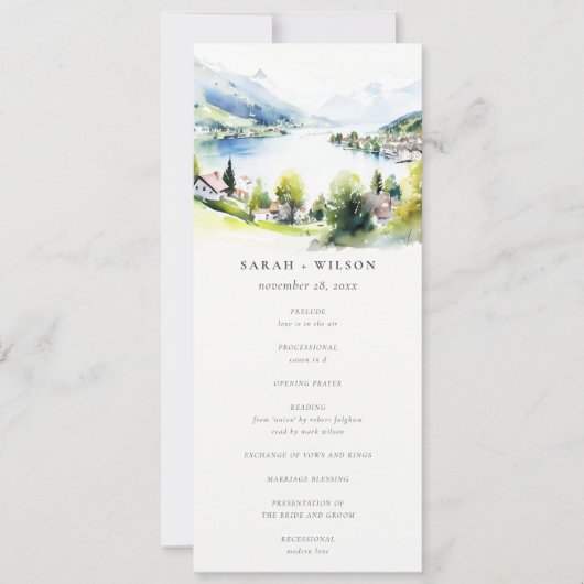 Lungern Schweiz Landschaft Hochzeitsprogramm Einladung (Vorderseite)