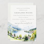 Lungern Switzerland Landscape Watercolor Birthday Einladung (Vorne/Hinten)
