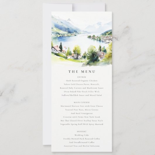 Lungern Switzerland Landscape Wedding Menu Card Einladung (Vorderseite)