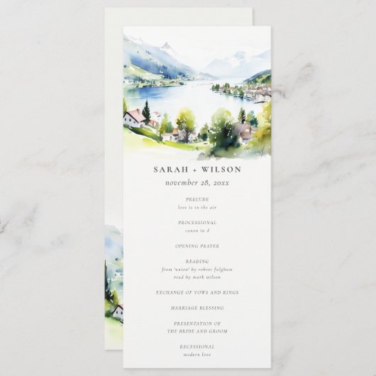 Lungern Switzerland Landscape Wedding Program Einladung (Vorne/Hinten)