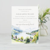 Lungern Switzerland Watercolor Baby Shower Einladung (Stehend Vorderseite)