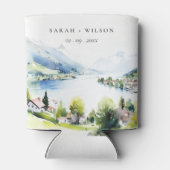 Lungern Switzerland Watercolor Landscape Wedding Dosenkühler (Rückseite)