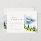 Lungern Switzerland Watercolor Landscape Wedding RSVP Karte (Vorne/Hinten)