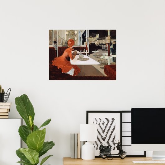 Lungren im Café Malerei Poster (Heimbüro)